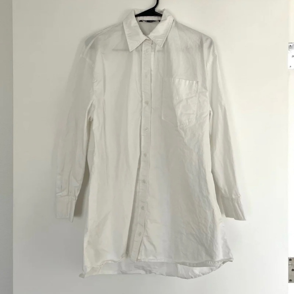 Zara white shirt dress